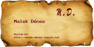 Malek Dénes névjegykártya